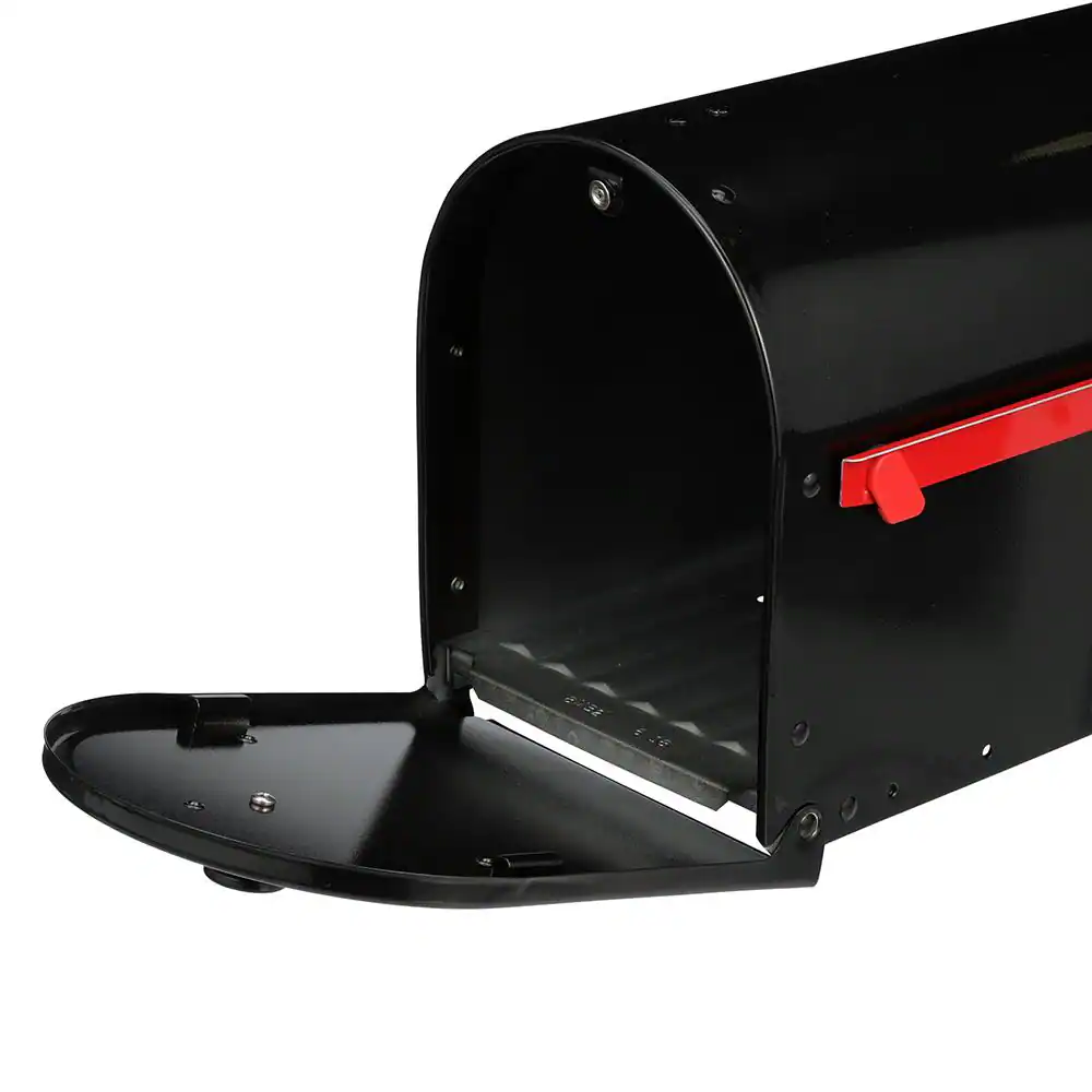 Black Large Outback Double Door Post Mount Mailbox Steel Mount Brass Mailboxes