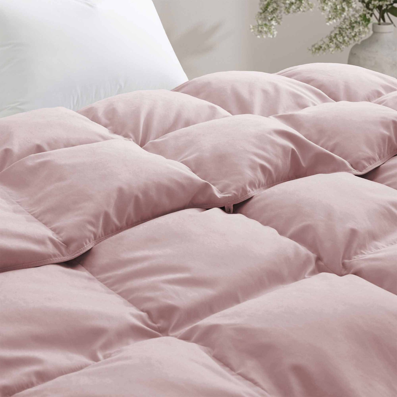 Oversize Down Feather Comforter Lightweight Soft Cozy, King or Queen Bed Blanket
