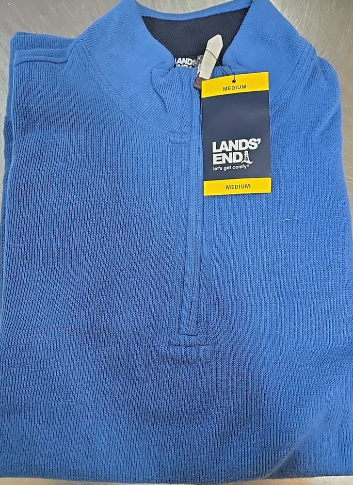 NWT: Men's Lands End 1/4zip Ribbed Pullover - 4 Colors:5 Sizes