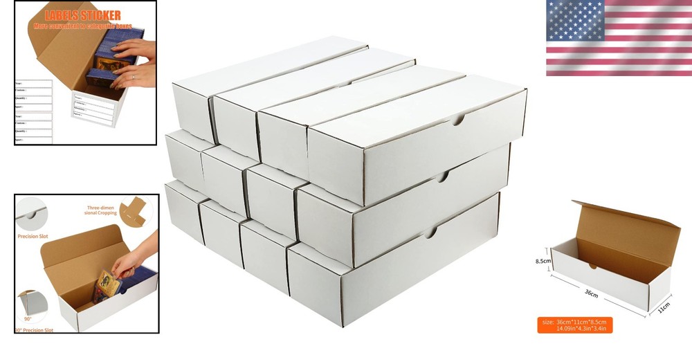 12-Pack White Cardboard Trading Card Storage - Stackable & Protective