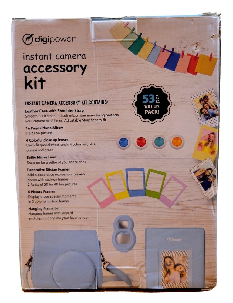 Digipower Instant Camera Accessory Kit, Baby Blue Case & More, New