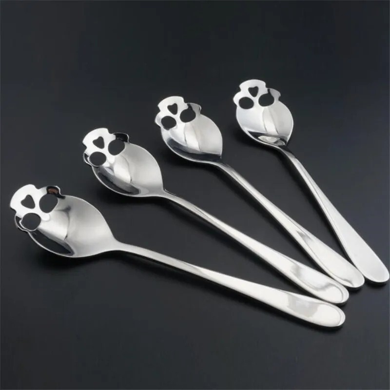 Skull Head Coffee Spoon Original Silverware Kitchen Utensil Lot 4Pcs