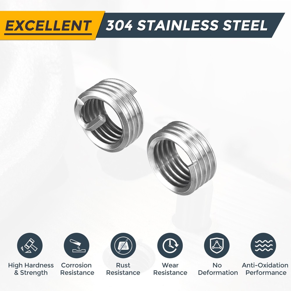 100pcs Wire Thread Inserts M5 x 0.8 x 1D Metric Helical Threaded Sleeve