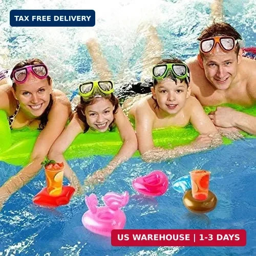 Grobro7 12Pack Inflatable Pool Drink Holder Floating Coasters Multi Shape Swimmi