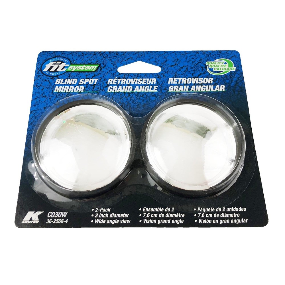 K Source C030W 3" Round Convex Blind Spot Mirrors, 2 Pcs