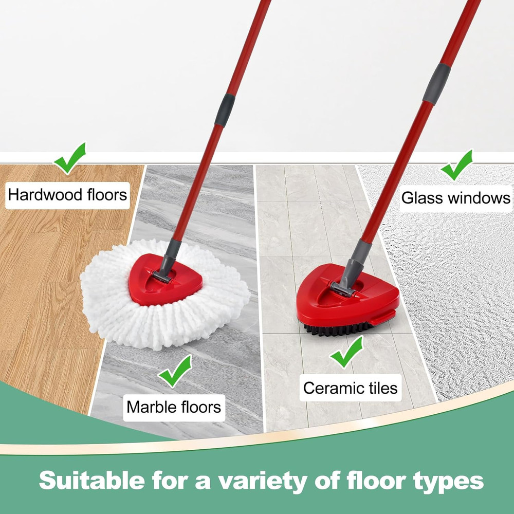 Mop Heads Replacements for Ocedar, Spin 3 White + 1 Brush + 1 Base