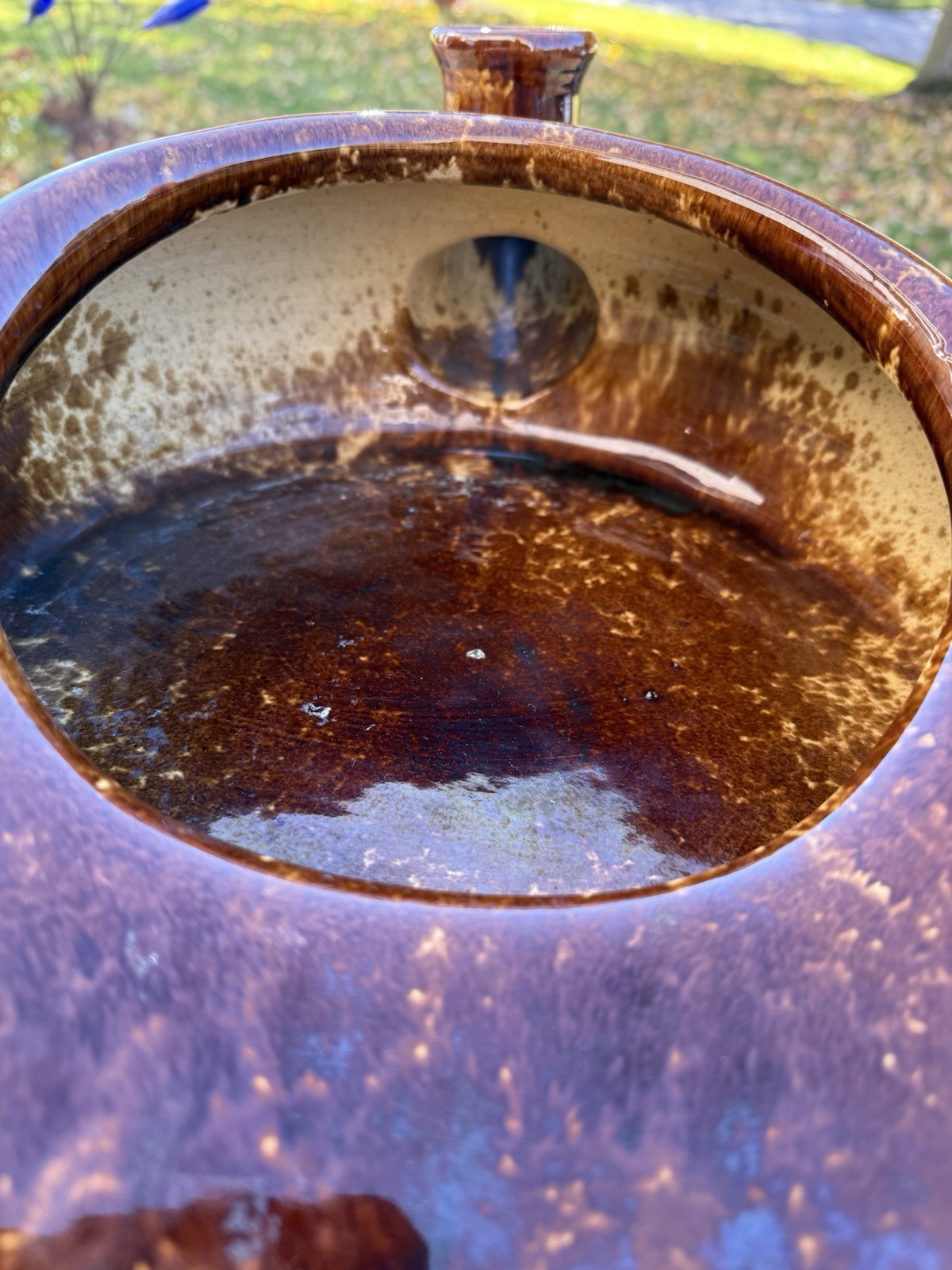 Antique 1800s Bennington Pottery Brown Splatterware Bedpan Urinal Chamber Pot