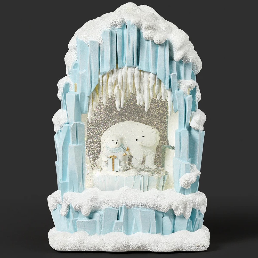 roman Lighted Swirl Igloo Polar Bear Water Lantern