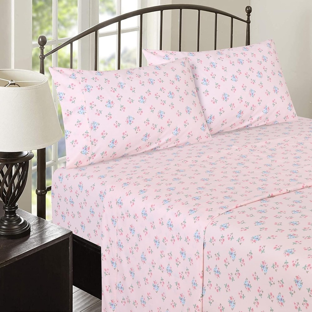 100% Cotton Sheets Queen Size Set, 4 Pieces, Soft & Breathable Percale