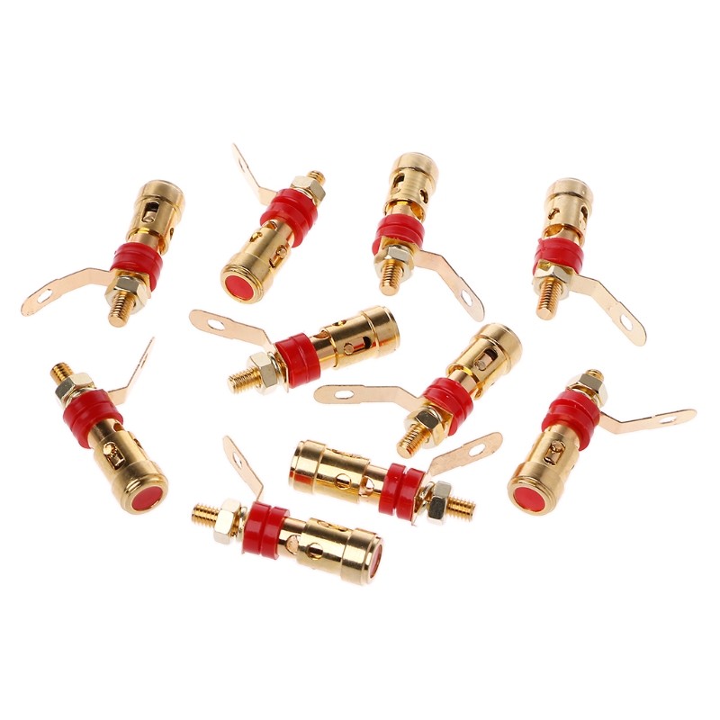 10PCS Brass Speaker Binding Post Spring Loaded Press Subwoofer Basket Terminal