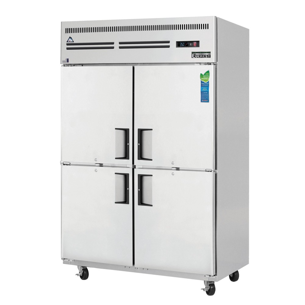 Everest ESRH4 49" 2-Section Reach-In Refrigerator w/ 4 Solid Half Doors, Top ...