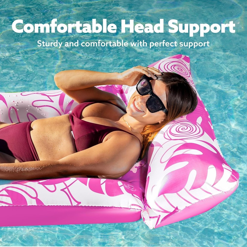 """Inflatable Pool Floats Adults - Large Pool Float Tanning Raft with Headrest,