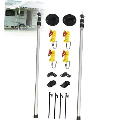 RV Awning Tie Down kit 108" Extended Length Adjustable Awning Support Poles