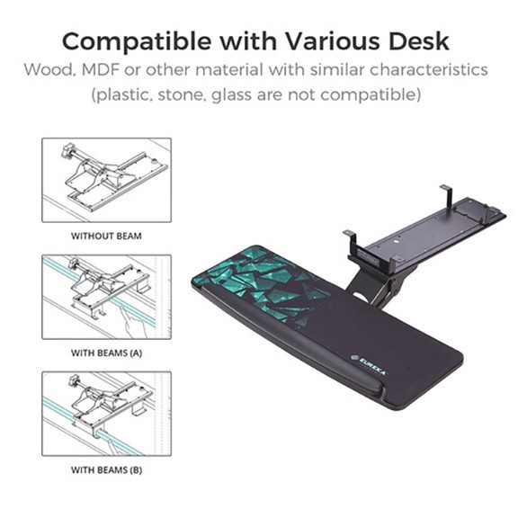 Eureka ERK-AKB-02-V3 Ergonomic Adjustable Under Desk Mouse Keyboard Tray