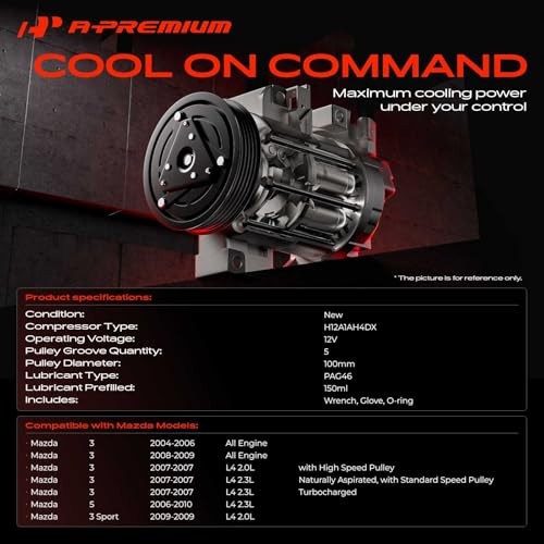 Air Conditioner AC Compressor with Clutch Compatible with Mazda 3 2004-2009,