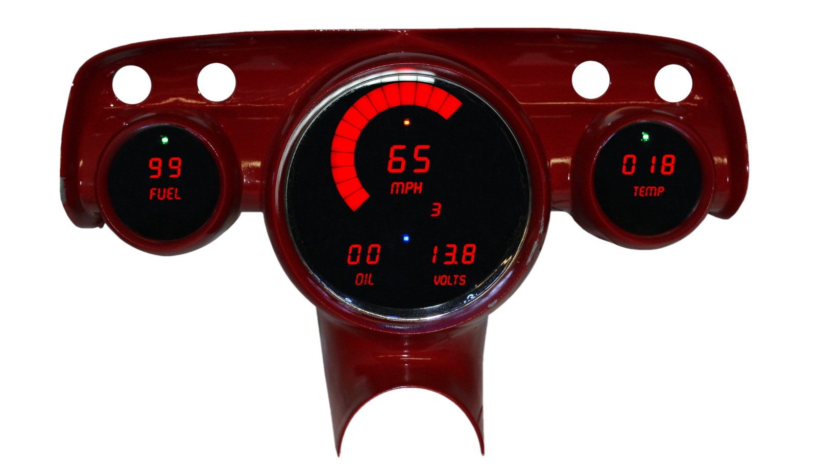 1957 Bel Air Digital Dash Panel Cluster Gauges RED LEDs