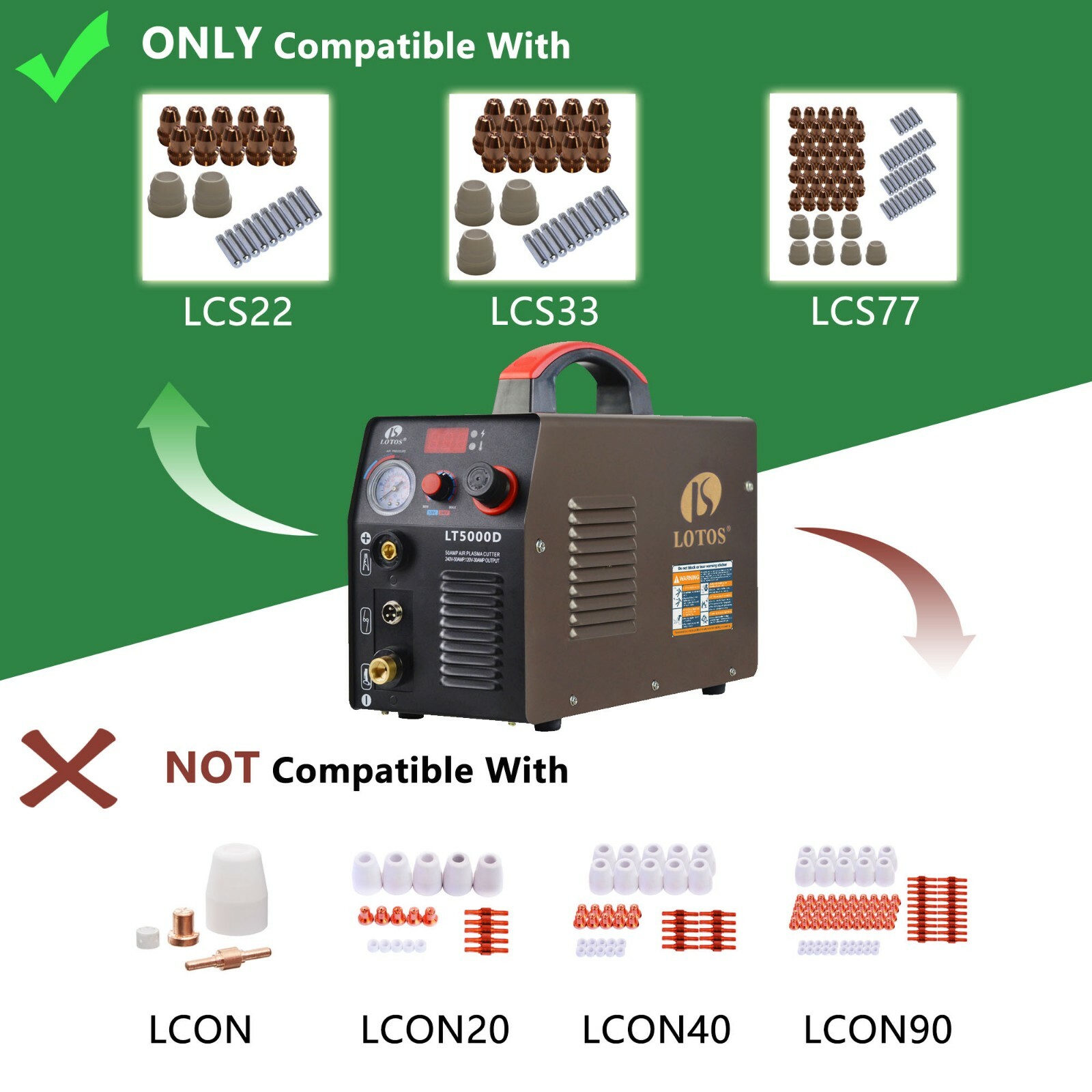 Plasma Cutter 50 Amp Dual Voltage Compact Metal Cutter Lotos LT5000D Clean Cut