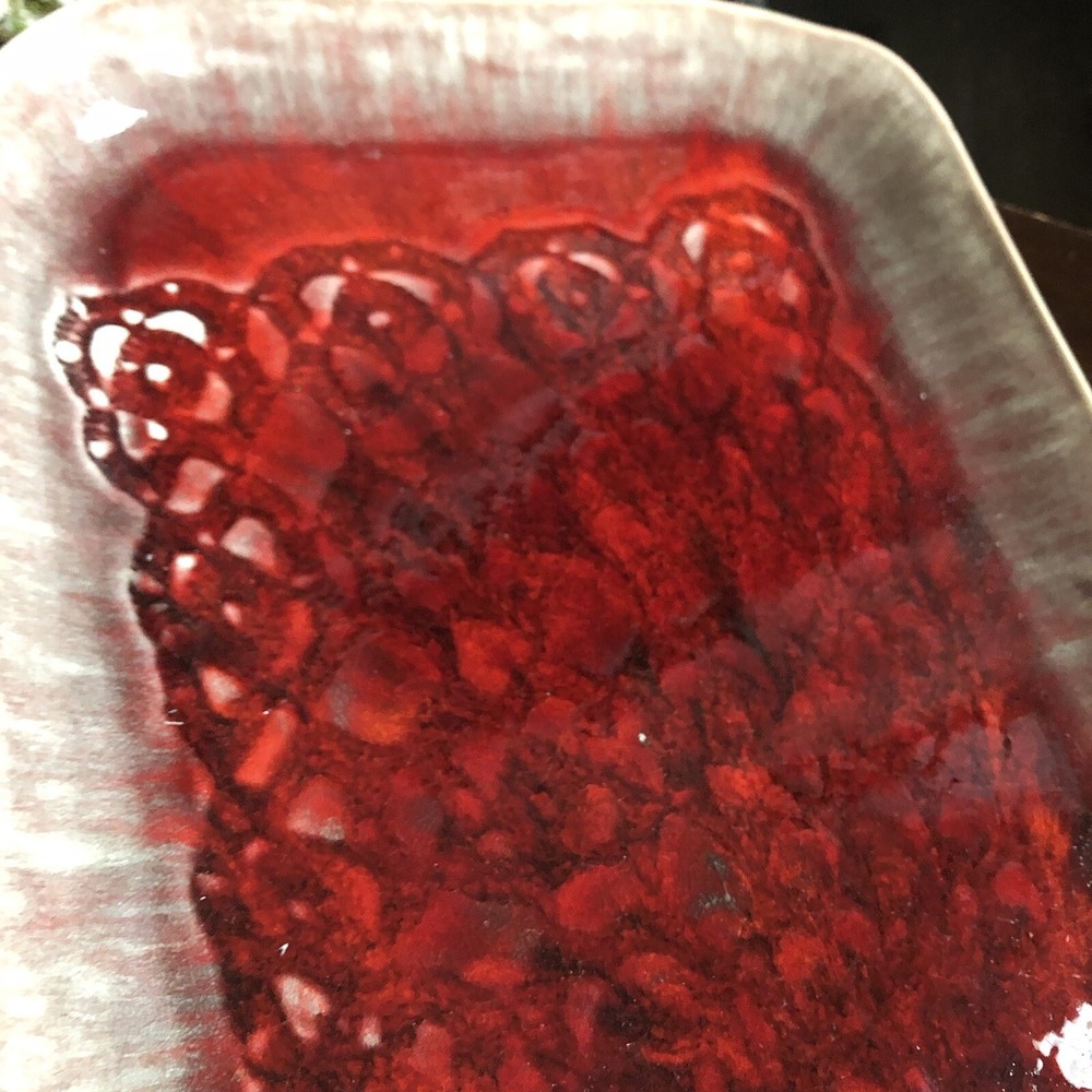 Bantam Tileworks 18” x 8.25” Rectangle Textured Glossy Deep Red Serving Platter