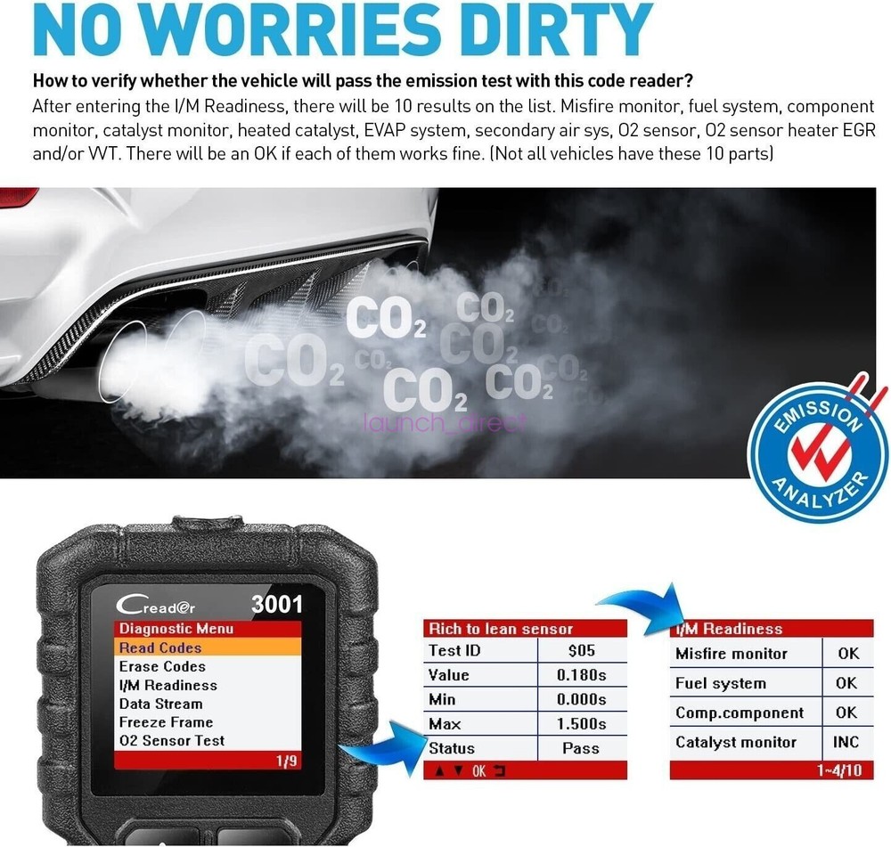 X431 CR3001 Car Full OBD2 Diagnostic Tools Automotive Code Reader Scanner US*!