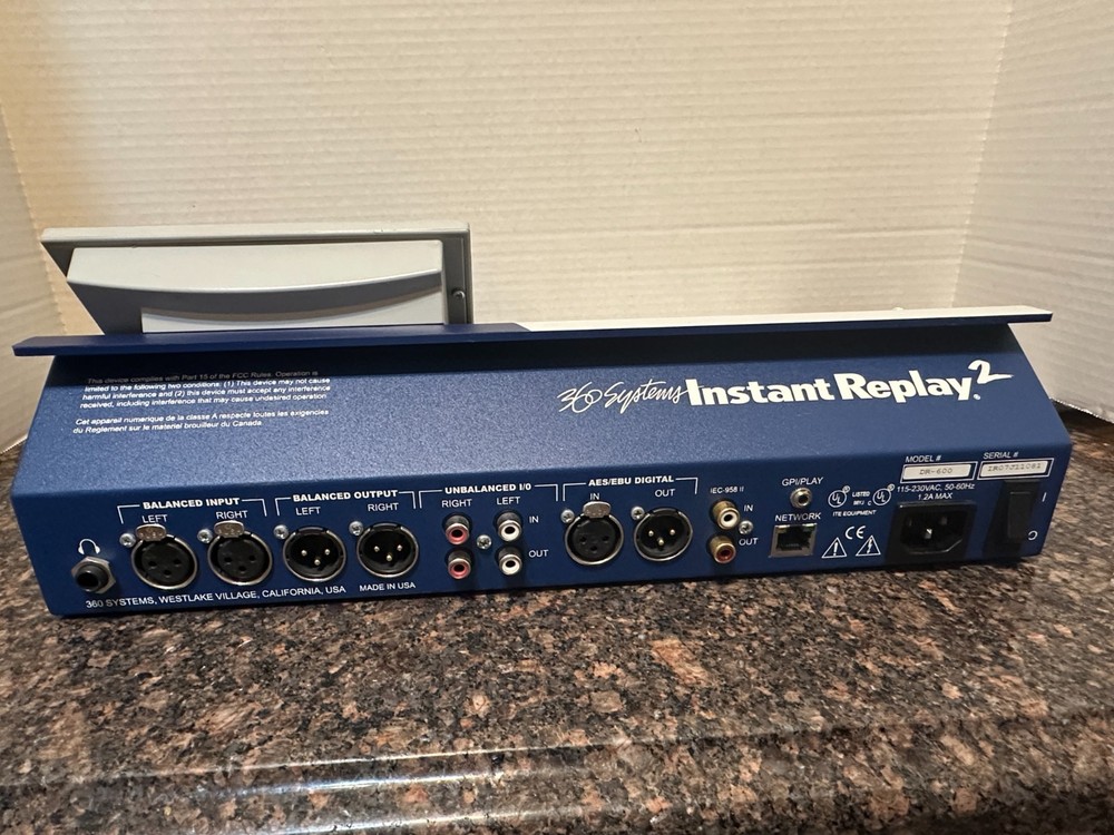 360 Systems Instant Replay 2.DR-600. Networking Digital Audio Clip Player