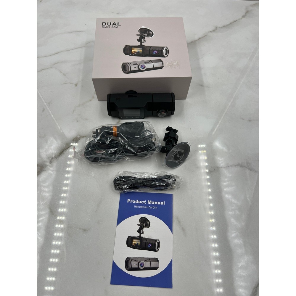 DUAL DASH CAM High Definition Car DVR with Suction Mount and Cables