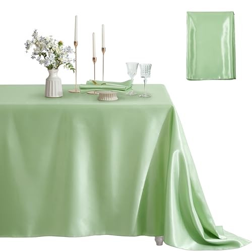 1 Pack Satin Table Cover Rectangle Silkly 84" x 60" (Rectangular) Sage Green