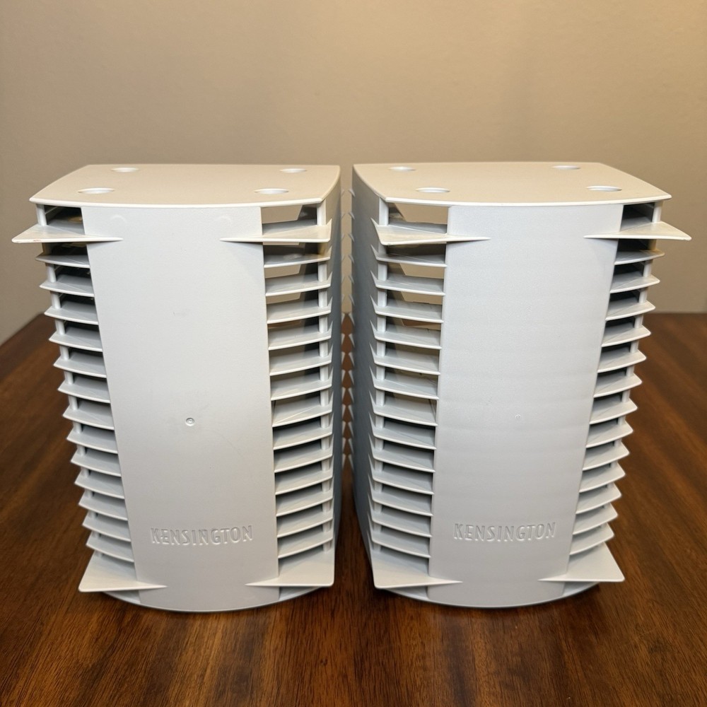 Set Of 2 Kensington QuickTrieve Stackable Modular CD Storage Tower 16 Disk Gray