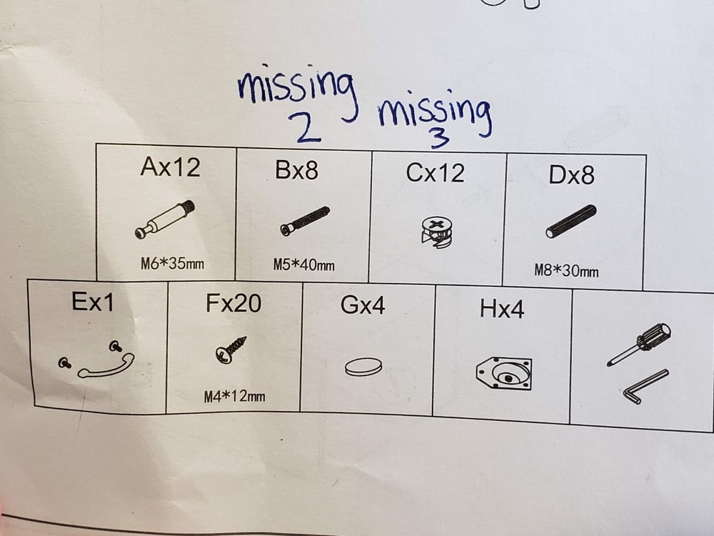 MISSING SOME HARDWARE - Narrow Nightstand with Open Shelf Fabric Drawer White