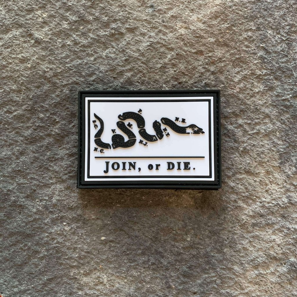 Join or Die Black and White PVC Patch