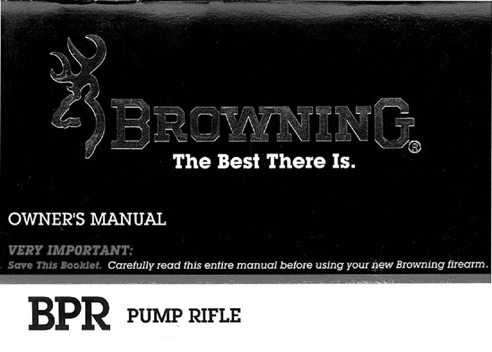 Browning BPR Pump Rifle Manual - NEW Comb Bound Copy