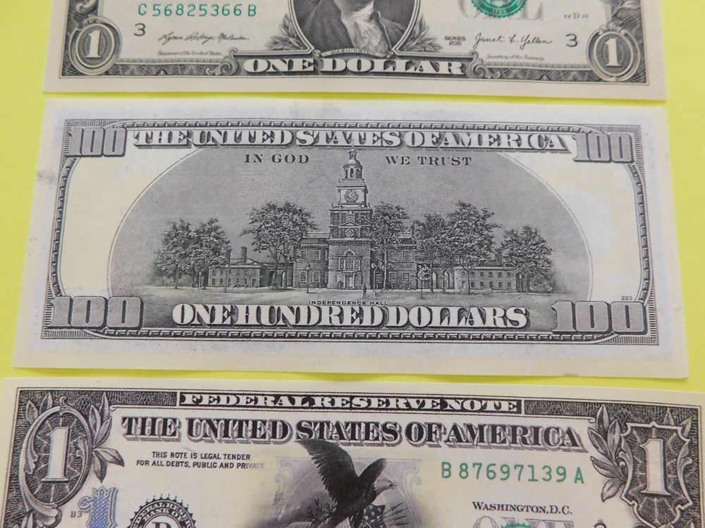 $1 BLACK EAGLE Silver Certificate PHOTO COPY $100 on reverse.