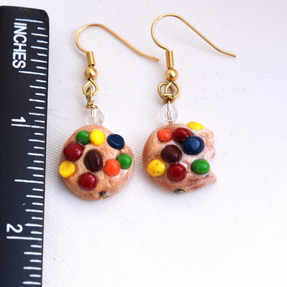 Handmade cookie earrings, gold plated earwires