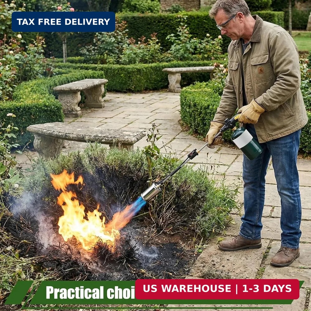 Propane Torch Weed Burner, Adjustable flame thrower with Detachable Handle, B...