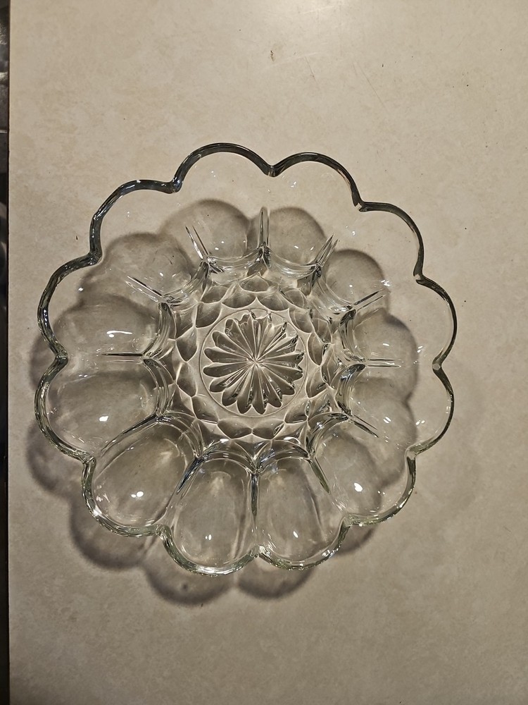 Vintage Crystal Anchor Hocking Deviled Egg Serving Tray