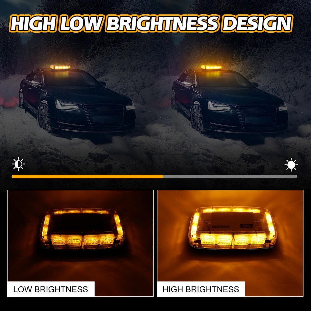 Rechargeable Strobe Light Amber Wireless Battery, 17 Flashing Mode,