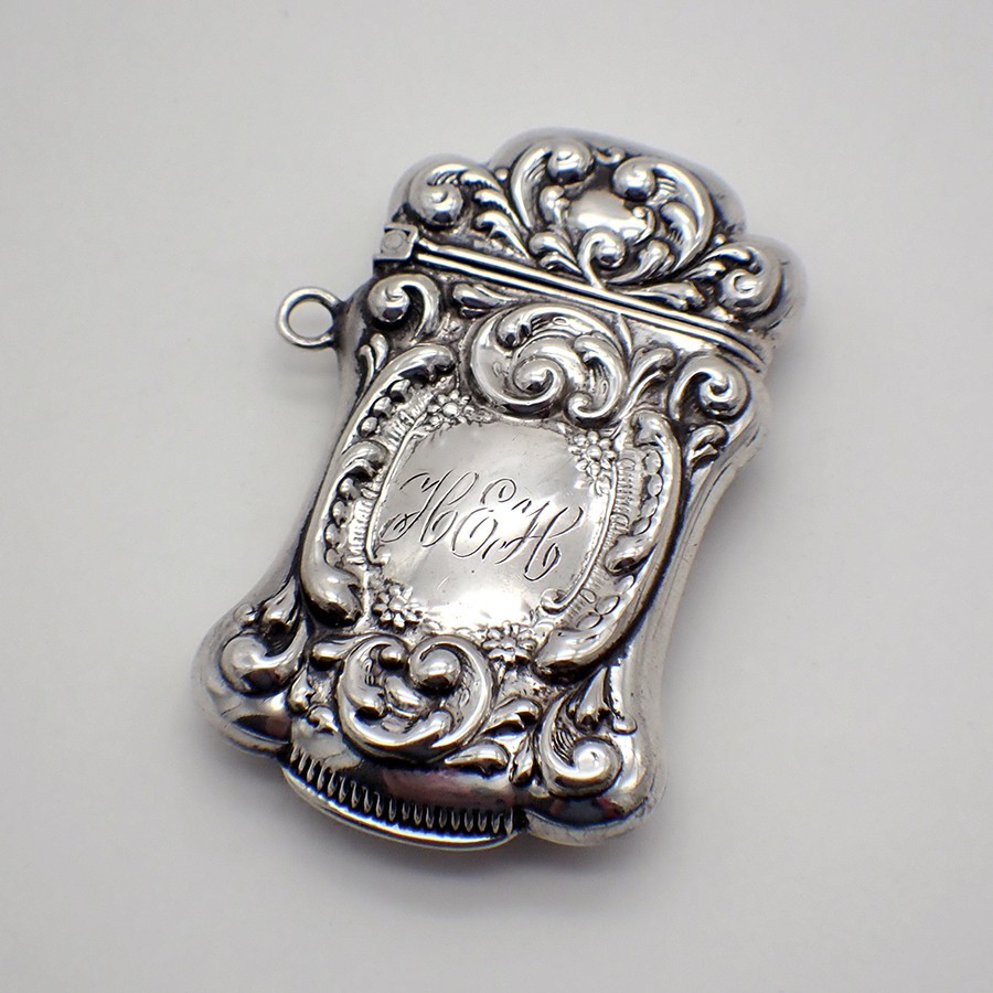 Repousse Match Box Safe Sterling Silver Mono HEH