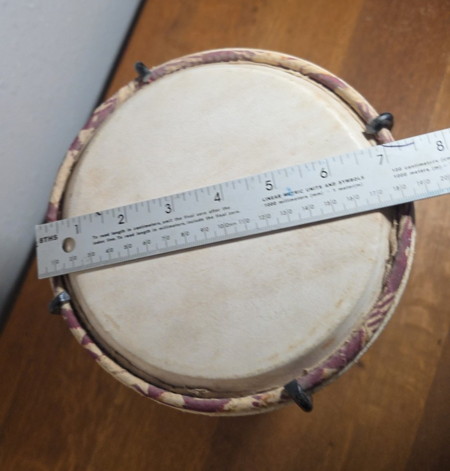 Hand Held Drum, Hand Crafted Drum Likely a Bongo?