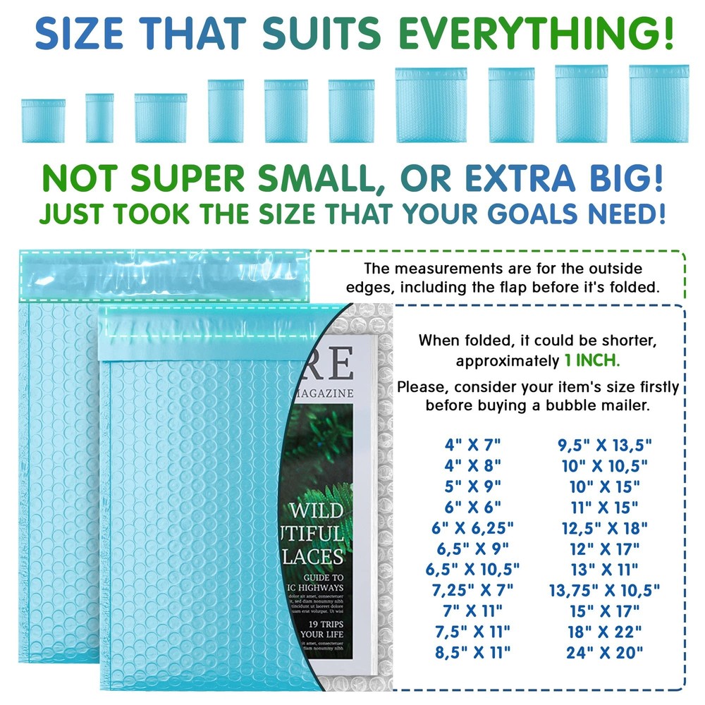 200 Blue Poly Bubble Mailers 5x9 Padded Envelopes