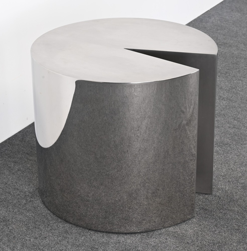 Leon Rosen Pace Style Solid Stainless Steel Side Table, 1980s