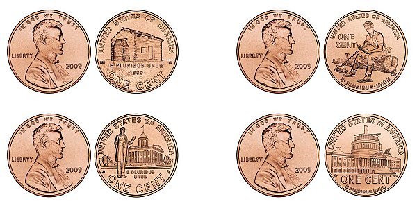 Complete Set Lincoln Bicentennial 2009 Cent DENVER From Mint Rolls 4 Coins