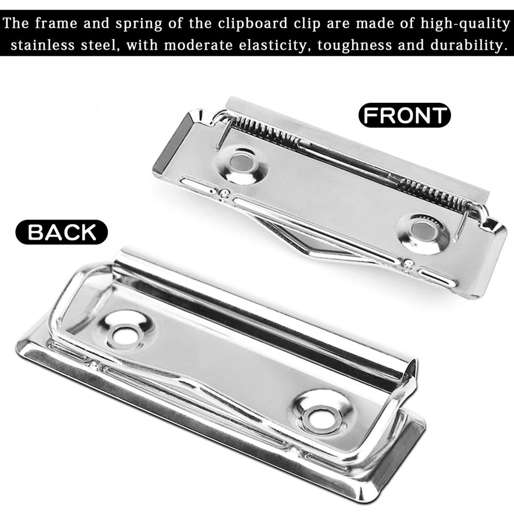 15Pcs Mountable Metal Clipboard Clips, Document File Board Spring Clips for O...