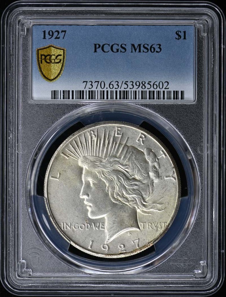 1927 $1 Peace Dollar PCGS MS63