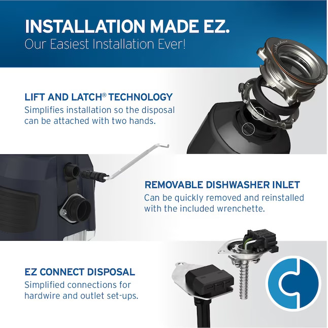 InSinkErator Evolution 55SS 1HP Continuous Feed Garbage Disposal, Septic Safe