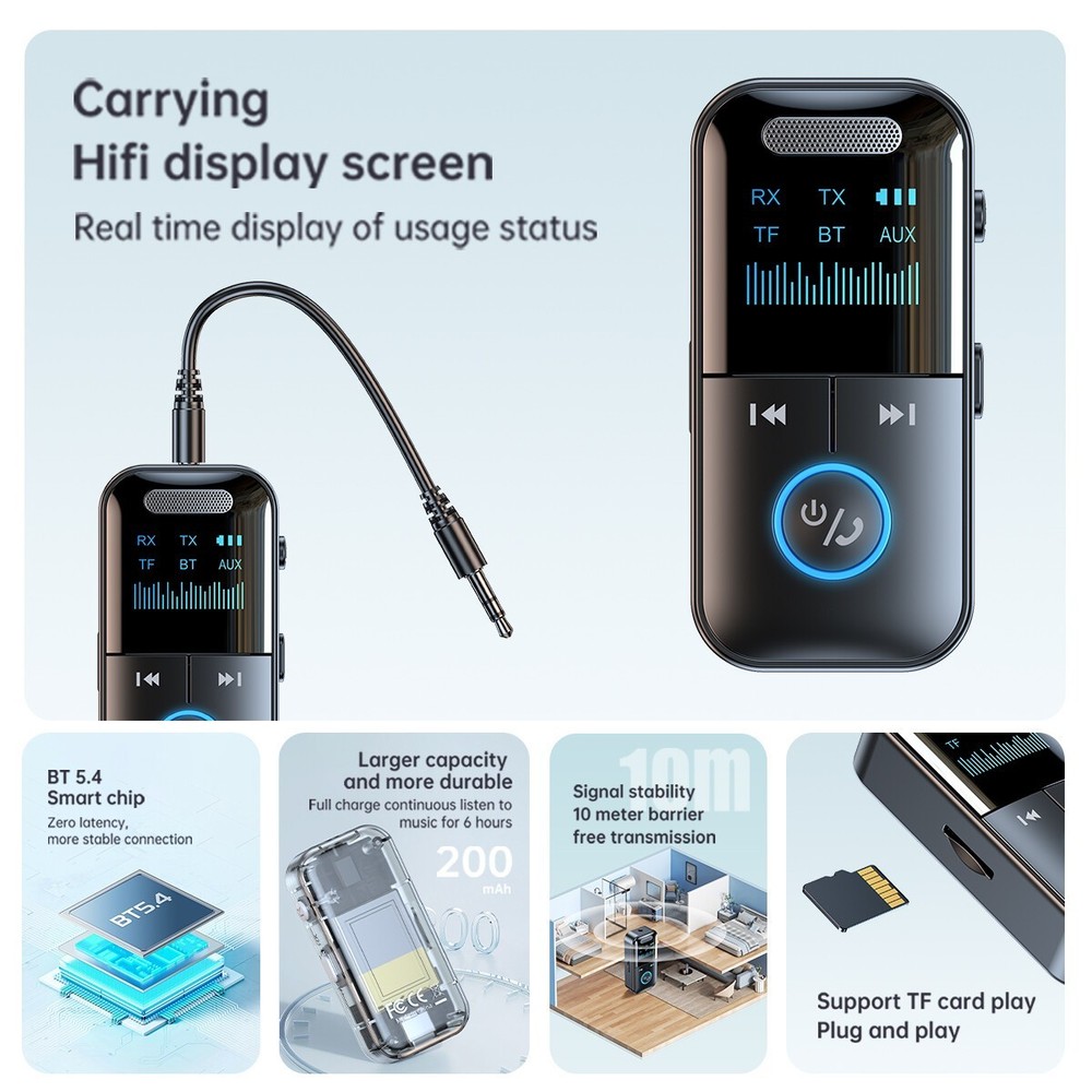 4 in1 Bluetooth Audio Adapter Wireless Receiver Transmitter MP3 Player 3.5mm Aux