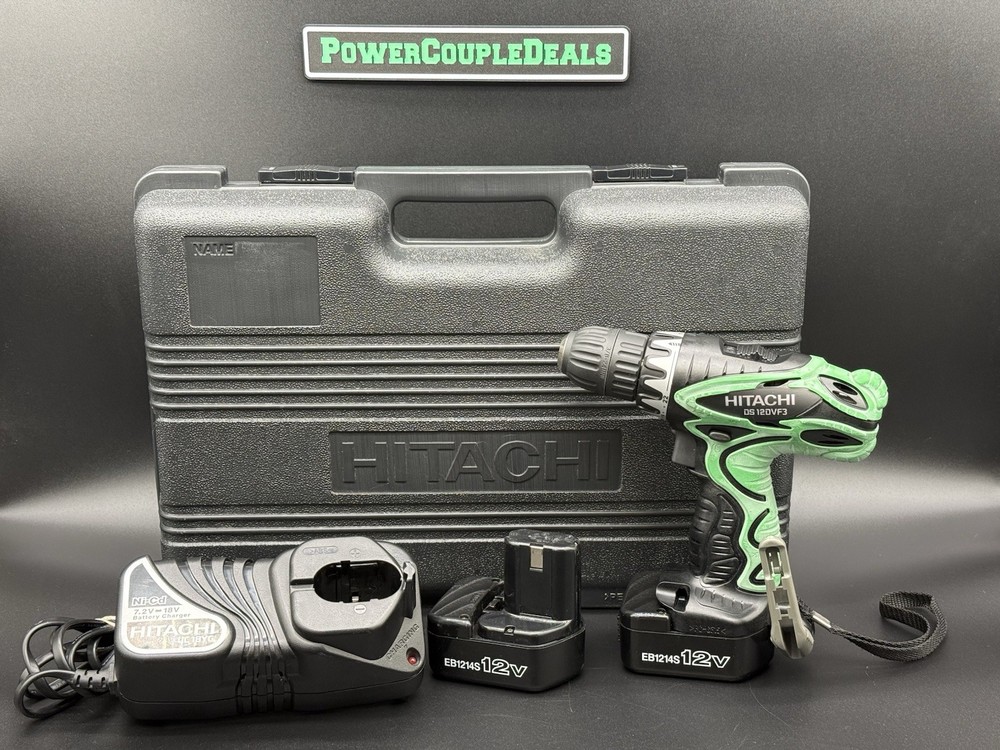 HITACHI Tools DS 18DVF3 18 Volt Drill Combo 2 Batteries Charger Case READ