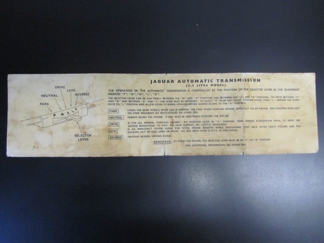 Jaguar Automatic Transmission Instructions Sleeve
