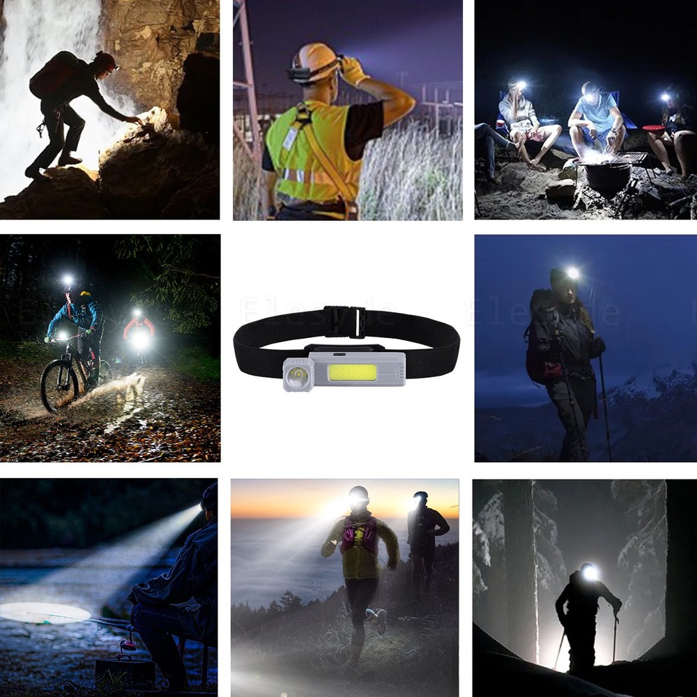 COB LED USB Headlamp Rechargeable Headlight Torch Work Light Head Light Lamp LOT