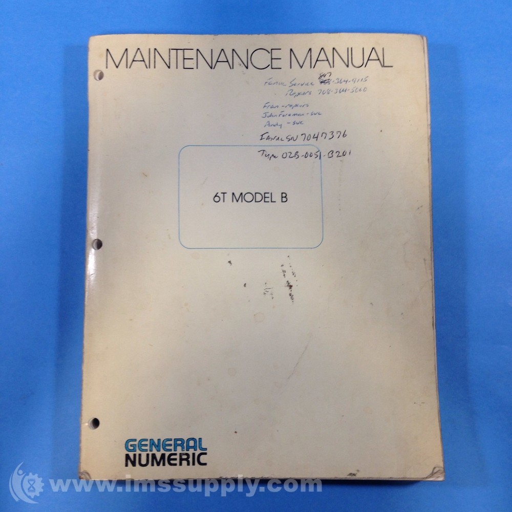 General Numeric 6T Model B Maintenance Manual USIP