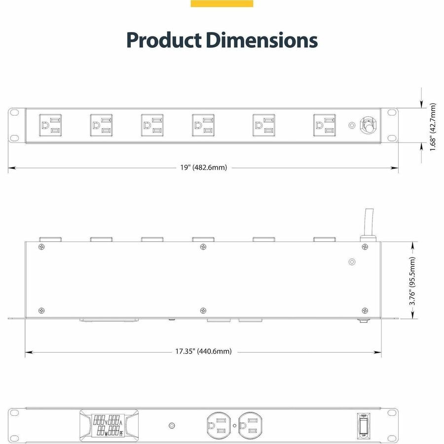 StarTech 8-Outlet Horizontal Rack Mount PDU (8nm8rackmountpdu)
