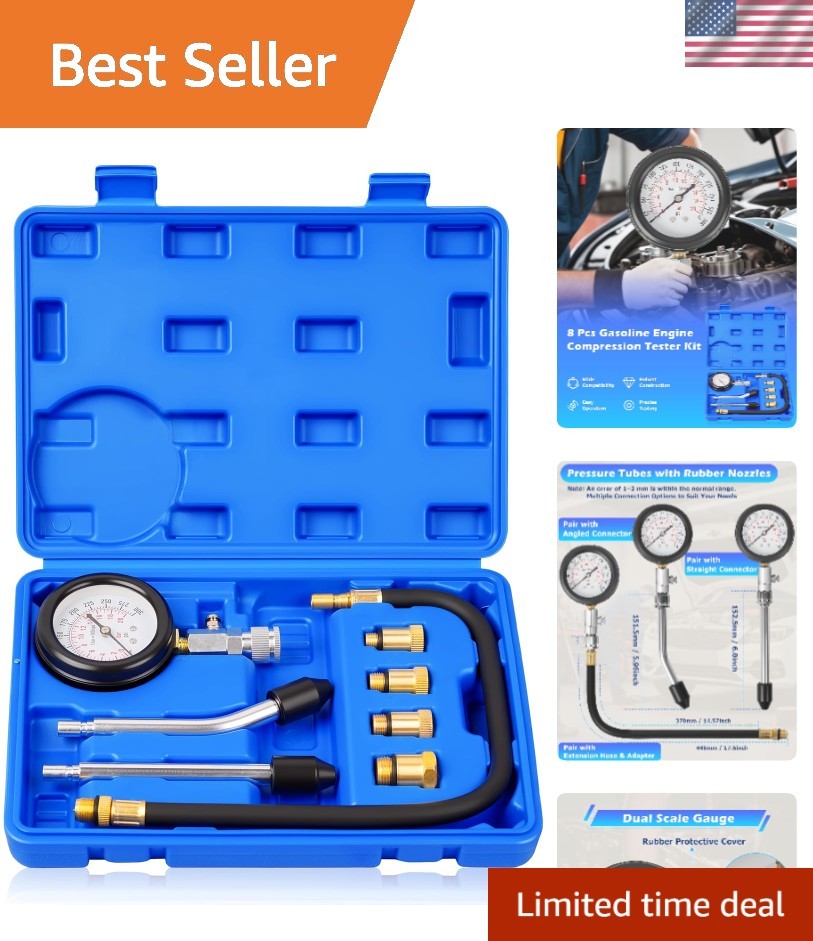 Professional Petrol Engine Compression Tester Kit for Autos & Motorcycles